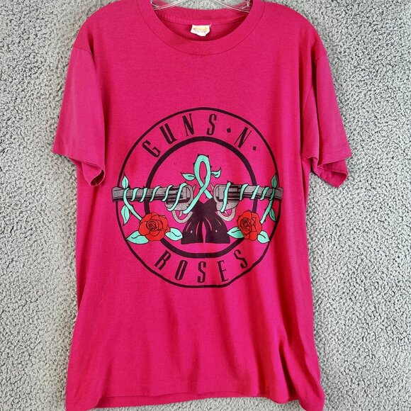 Vintage RARE 1980's Guns N' Roses T shirt Size M/L Pink Single Stitched Top